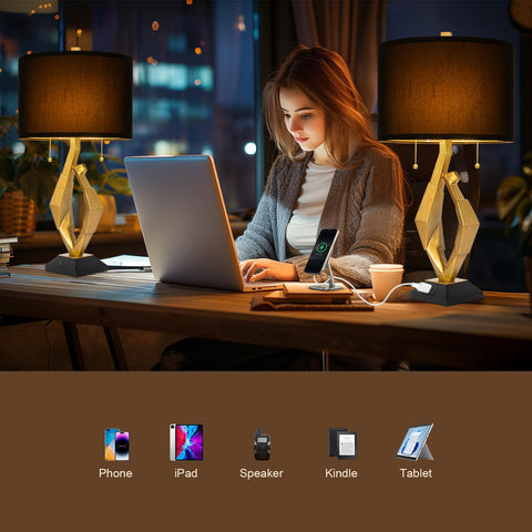 Scenekoy lamp provides USB C and USB A charging ports