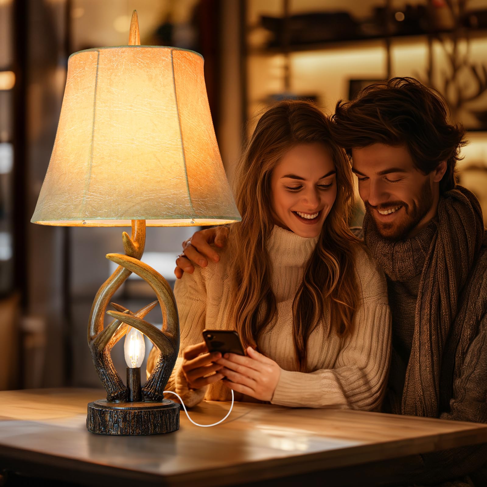 Scenekoy bedside lamp with built-in USB port charges devices easily