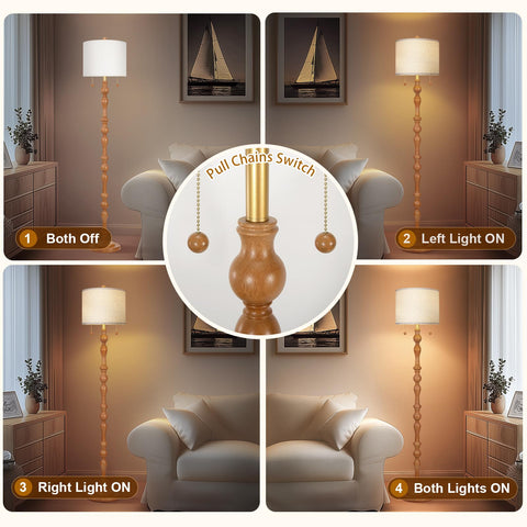 Scenekoy tall wood base lamp suitable for bedrooms and lounges