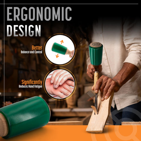 Schaaf Tools 15oz mallet with ergonomic grip reduces hand fatigue during long sessions.