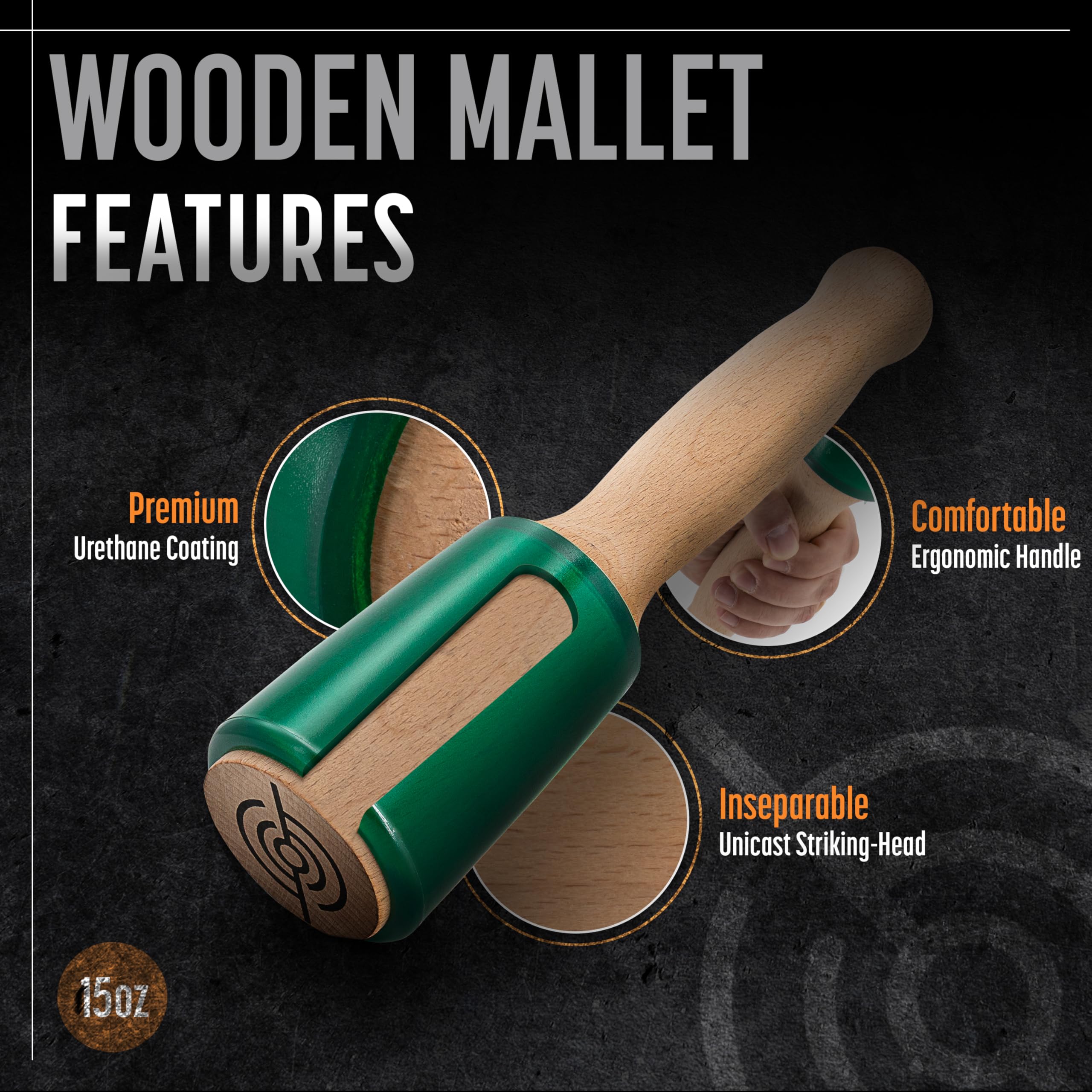 Schaaf Tools 15oz mallet ideal for precise mortise cutting with balanced blows.