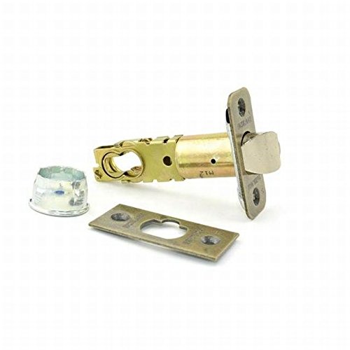 Schlage 16-211 deadlatch with triple faceplate in antique brass for secure, adjustable backset entry
