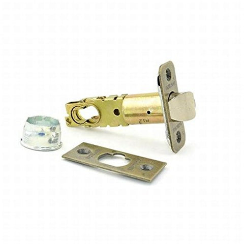 Schlage 16-211 deadlatch with triple faceplate in antique brass for secure, adjustable backset entry