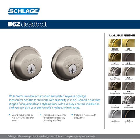 Universal latch and reinforced strike improve door integrity with Schlage B62 N 626.