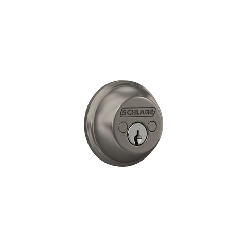 Schlage B62N619 satin nickel finish adds durable, modern appeal.