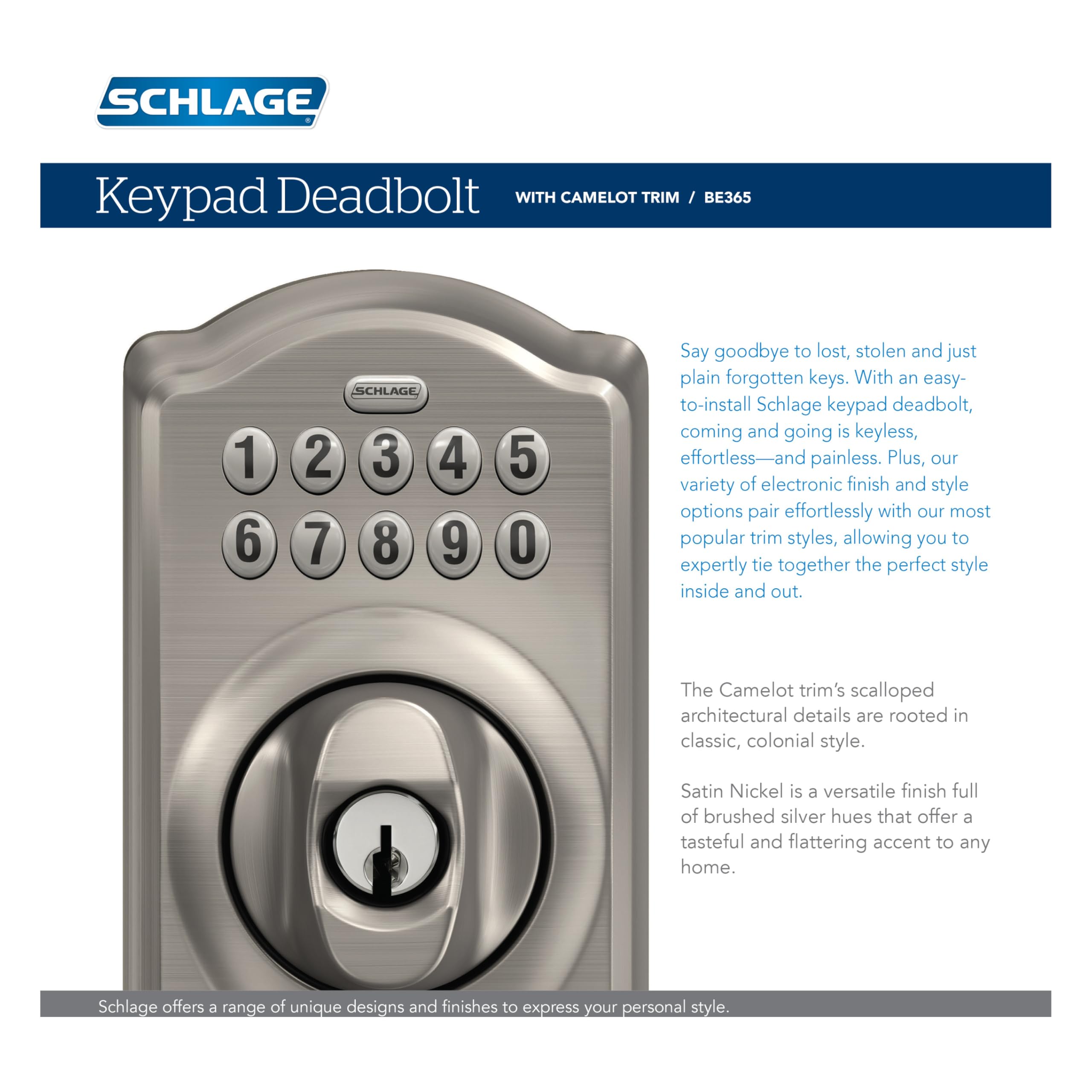 Schlage BE365 Camelot code entry demonstrates quick user code programming