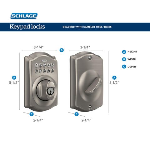 Schlage BE365 Camelot interior thumbturn for easy inside locking