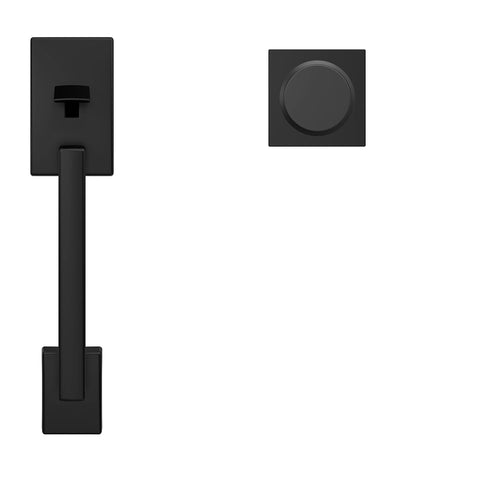 Schlage Collins trim with Matte Black finish complements modern doors and installation versatility