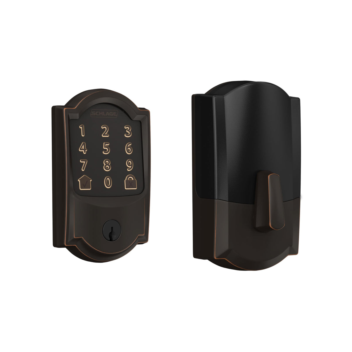 Schlage Encode front-door aged bronze lock with WiFi for remote access