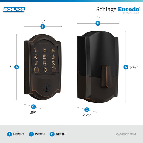 Schlage Encode touchscreen close-up highlighting fingerprint-resistant keypad