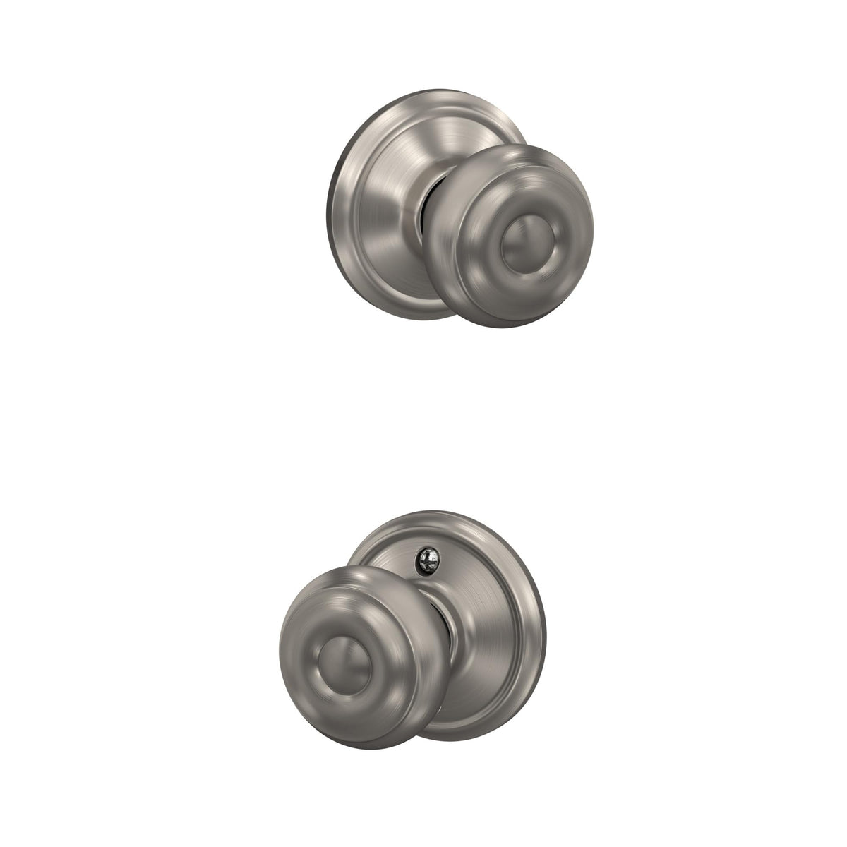 Schlage F10 GEO 619 Georgian door knob for hall and closet doors in satin nickel