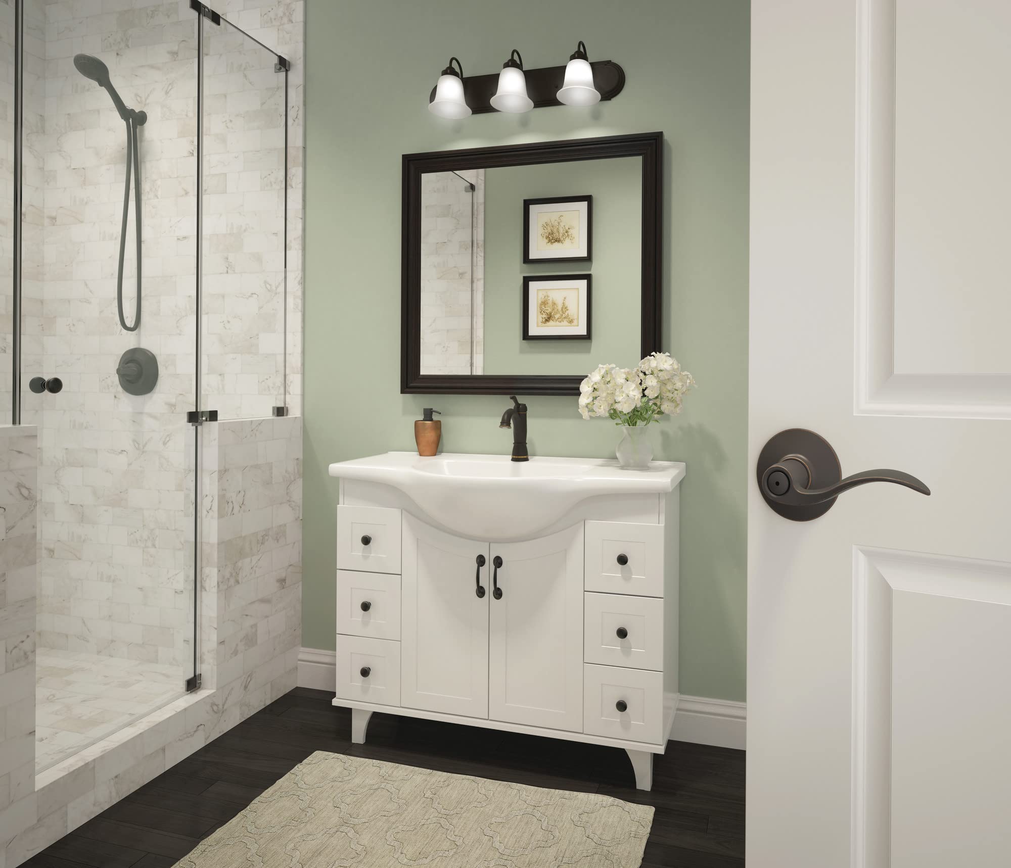 Schlage F10 V ACC 716 aged bronze finish adds warmth.
