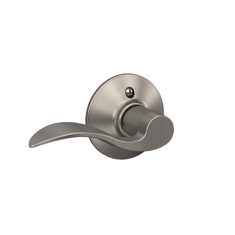 Schlage F170 ACC 619 left-dummy lever close-up shows satin nickel finish and decorative appeal.