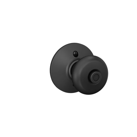 Exterior knob of Schlage Plymouth with push-button privacy mechanism.