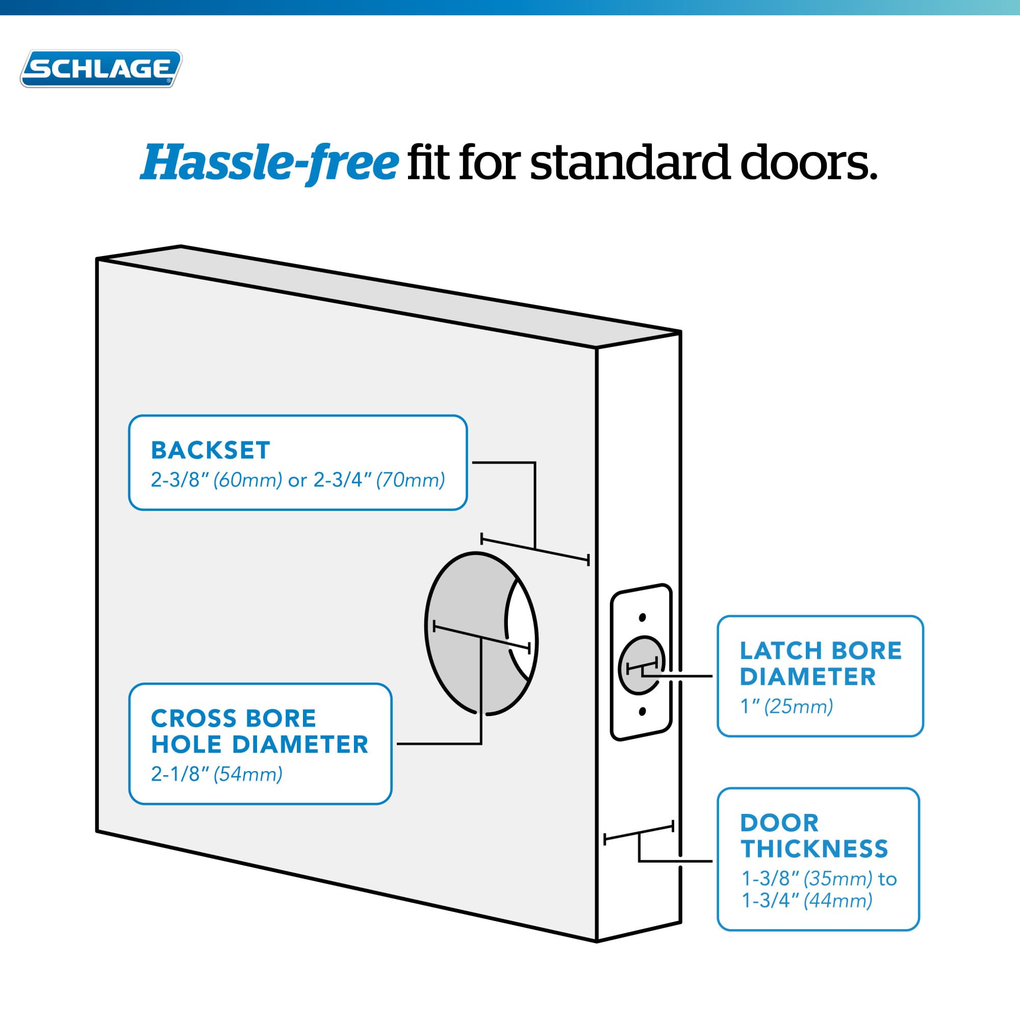 Durable metal construction emphasized in Schlage Plymouth hardware image.