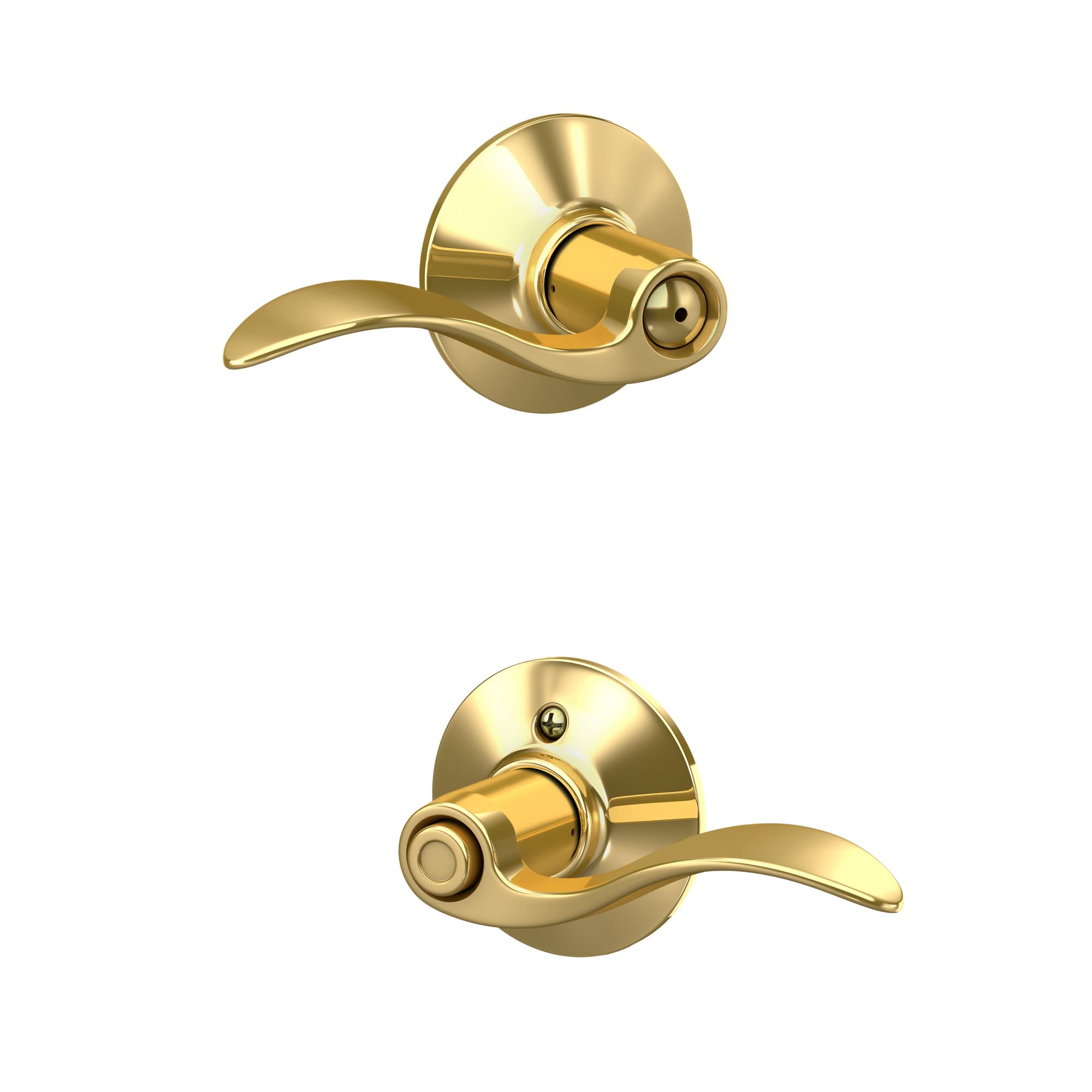 Schlage F40 V ACC 605 accent lever brass finish close-up detail