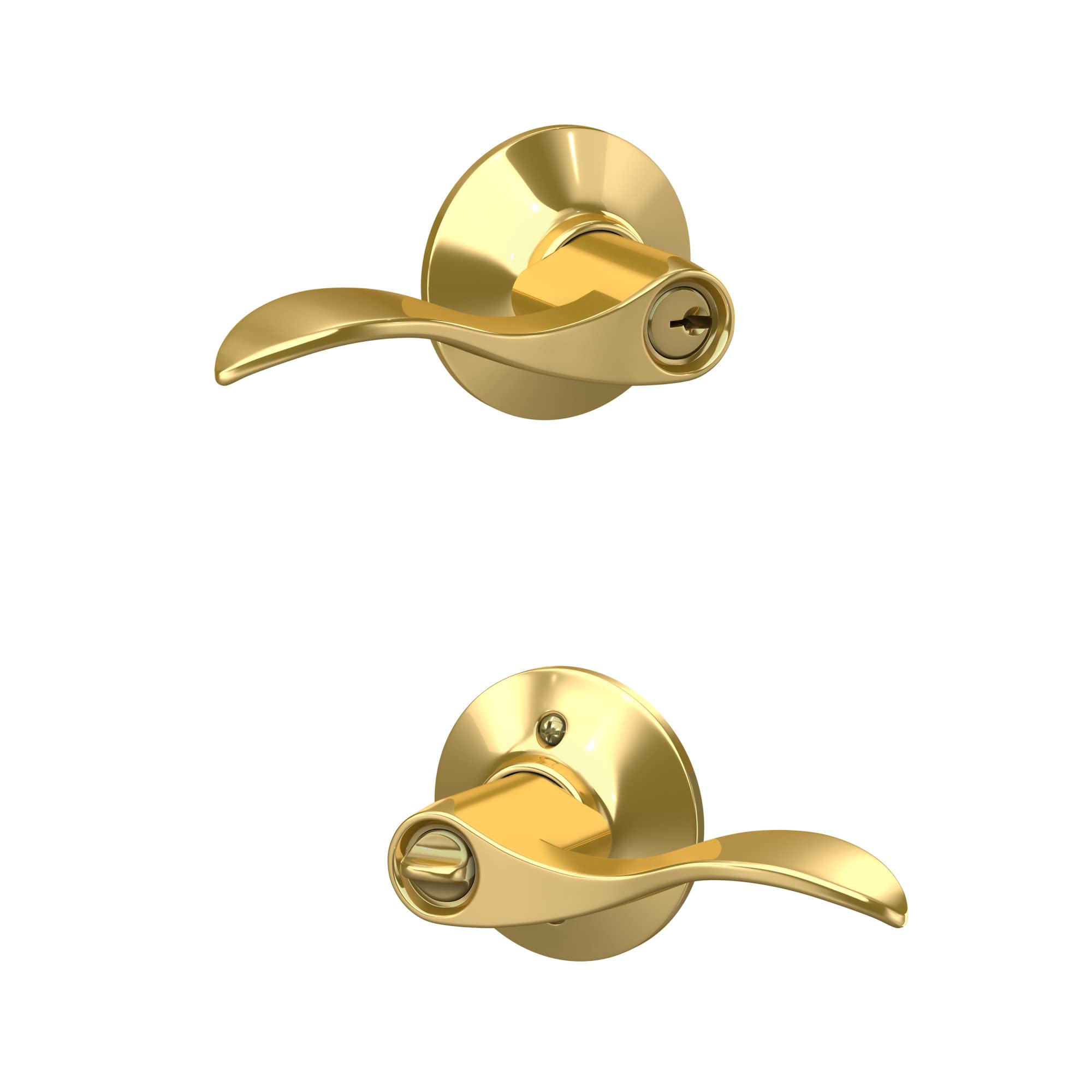Schlage F51A accent lever featuring universal latch for flexible backset compatibility