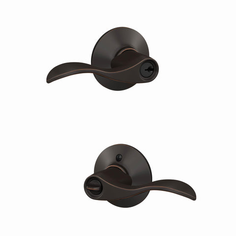 Schlage F51A ACC 716 aged bronze accent lever with keyed entry for secure access.