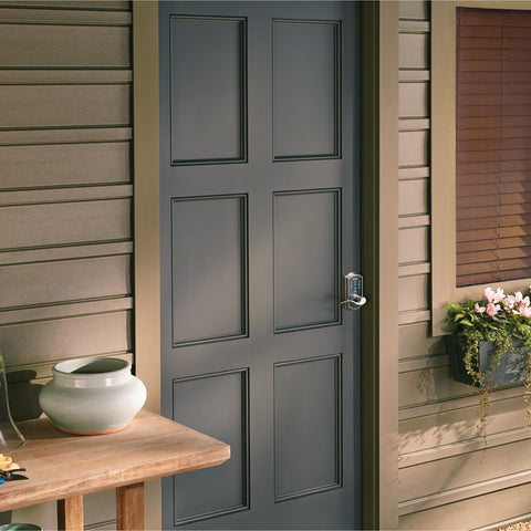 Schlage packaging image shows keyless entry kit for easy setup.