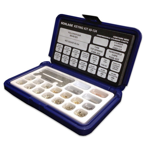 SCHLAGE pin-tumbler pins displayed for precise pinning and quick setup.