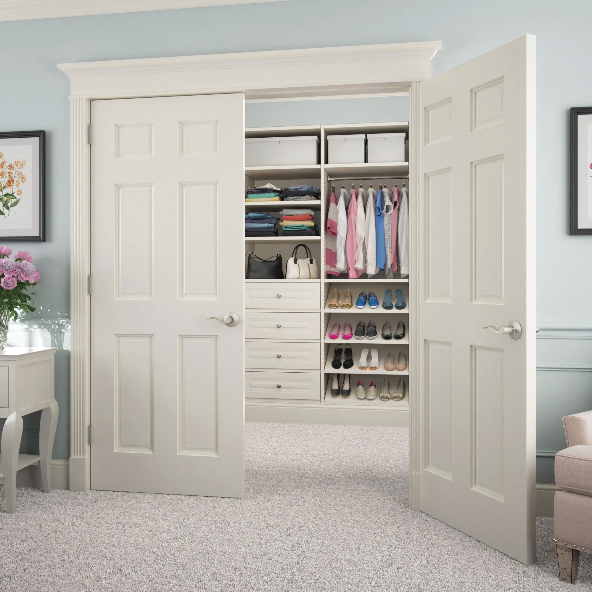 Schlage surface-mounted lever with no bore holes for quick upgrades.