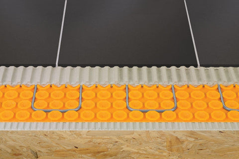 Schluter Ditra-Heat stability columns distribute load for durable flooring.