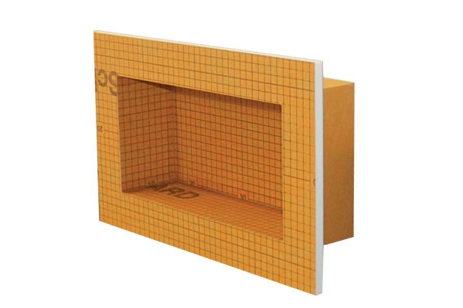 Schluter KERDI-BOARD-SN shower niche interior view, waterproof and tile-ready.