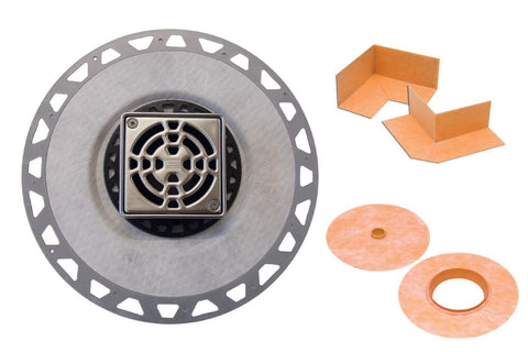 Schluter Kerdi-Drain square 4in grate for tile shower waterproofing and drainage