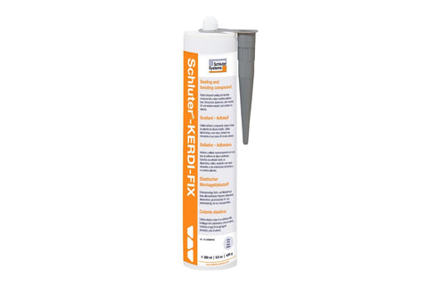 Schluter Kerdi-Fix sealant bonds to multiple surfaces for durable indoor and outdoor sealing.