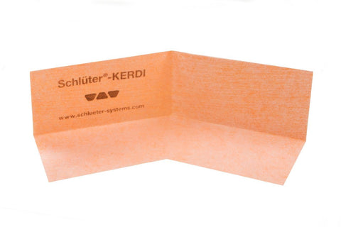Schluter KERDI-KERECK inside corner bench membrane for 135-degree showers, seamless waterproofing.