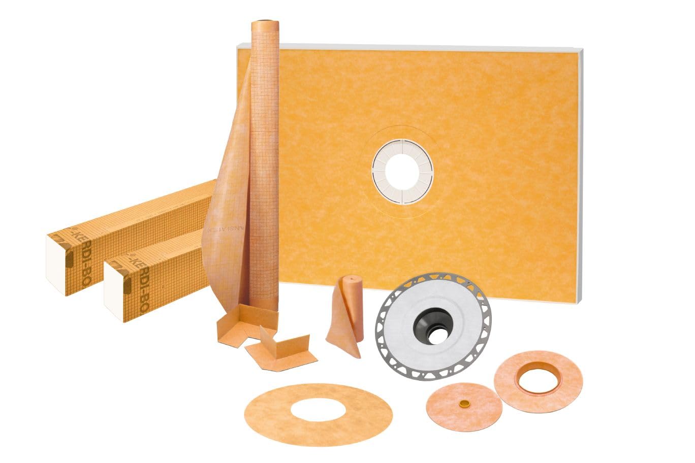 Schluter Kerdi shower kit with 38x60 tray and center outlet for a watertight shower