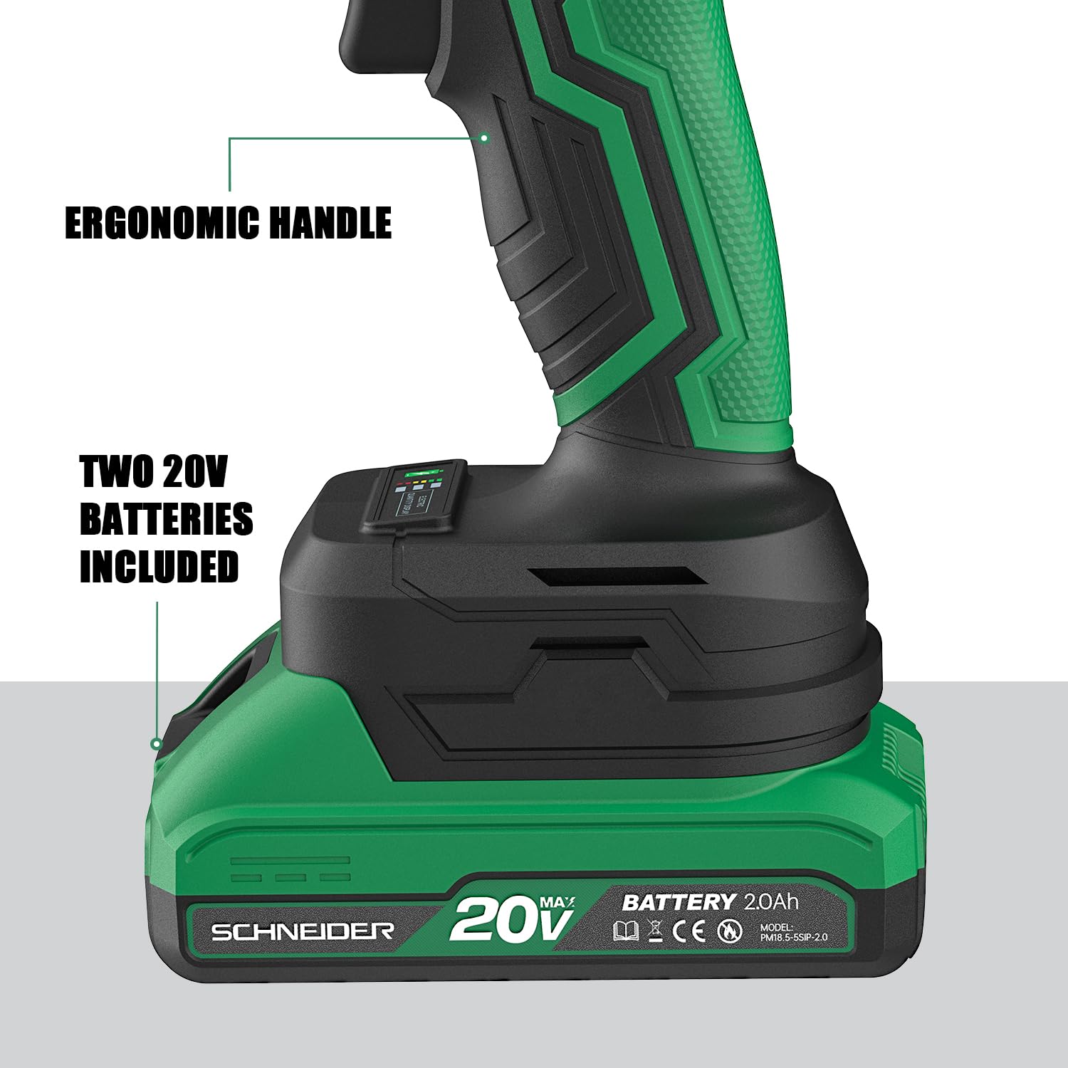Schneider 2-speed transmission image showing RPM range for versatile tasks.
