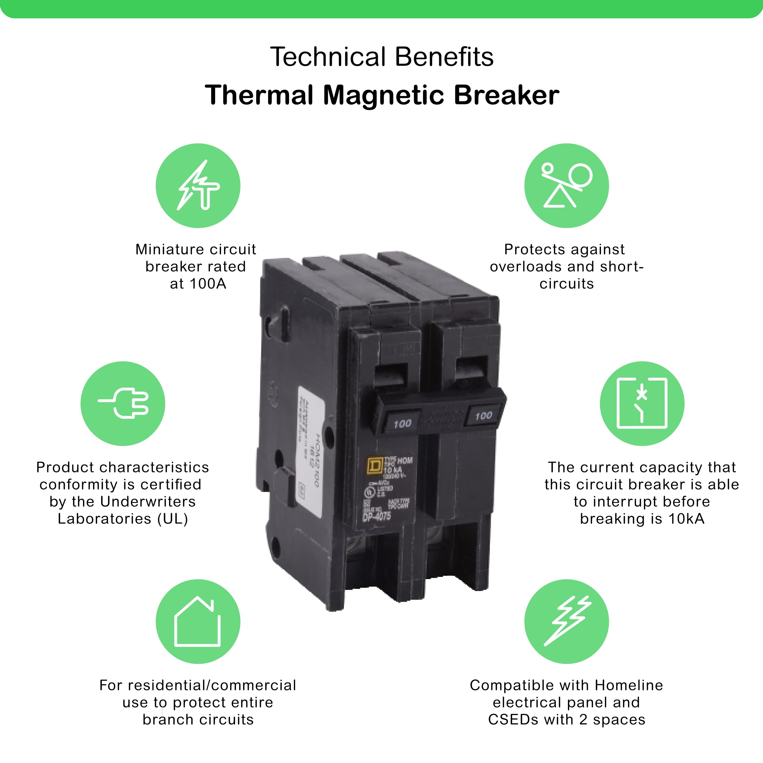 Homeline 100A breaker installation view demonstrating plug-on neutral mounting convenience