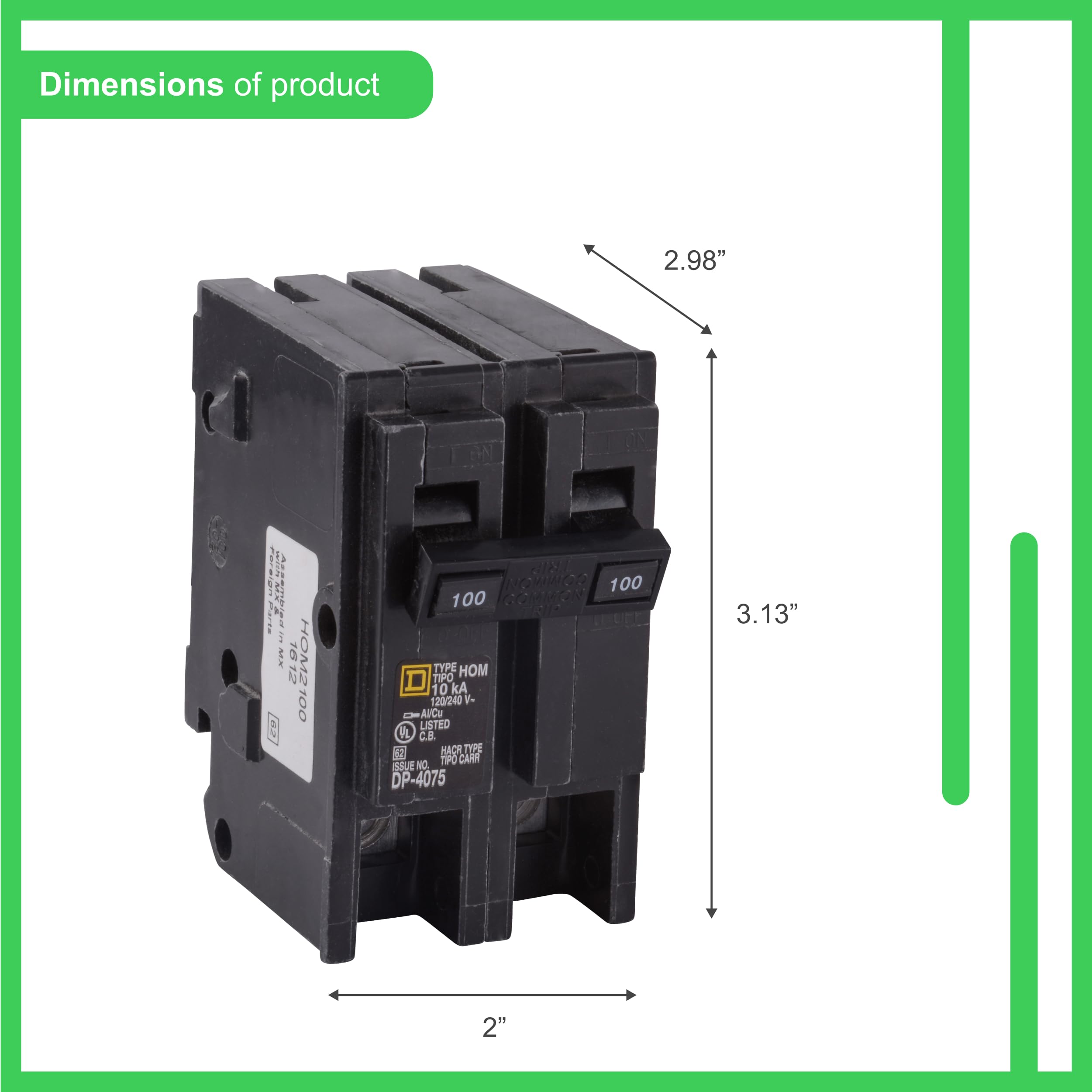 Schneider Electric HOM2100CP packaging highlights easy installation and reliable protection