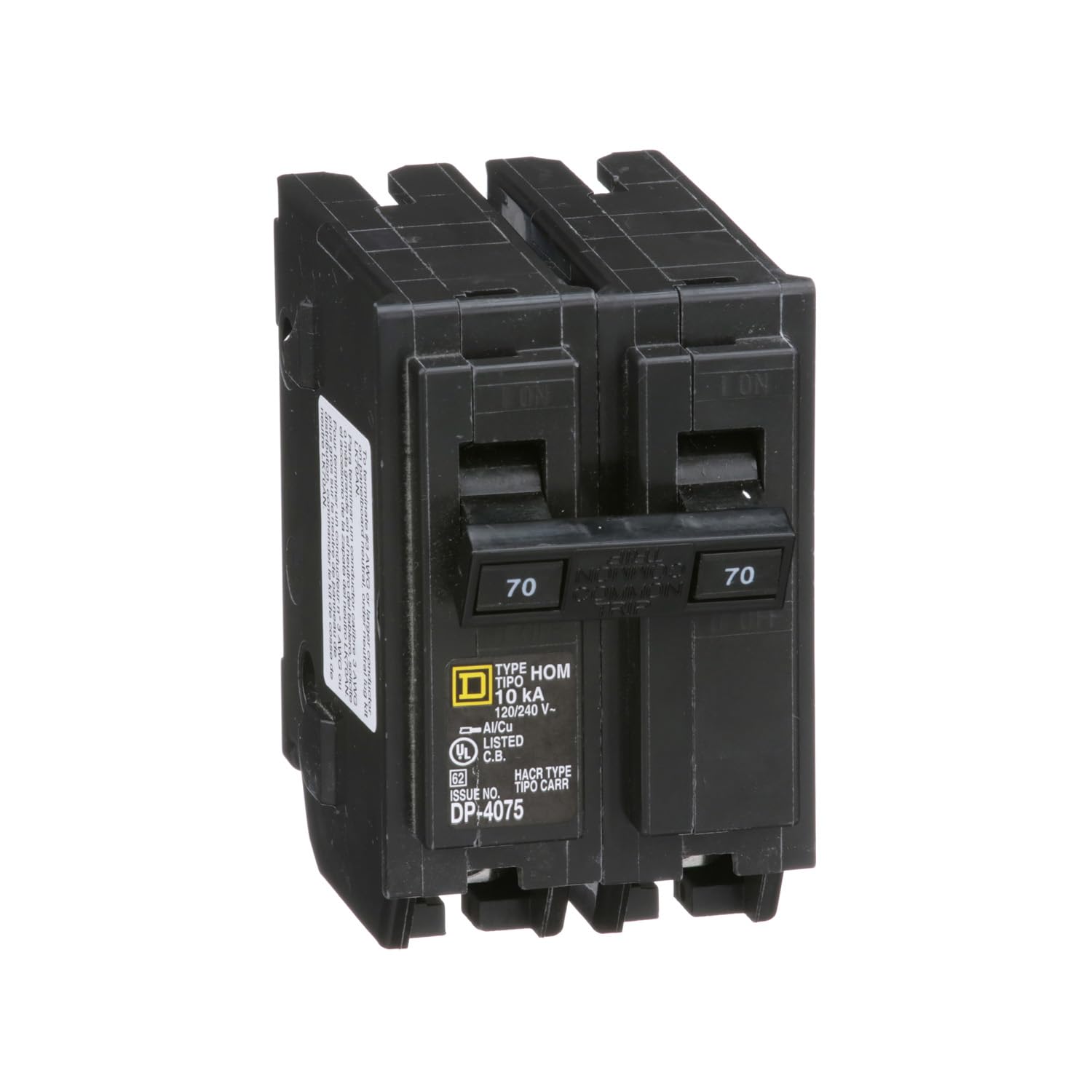 Schneider Electric Homeline 70A mini breaker front view for quick residential protection.