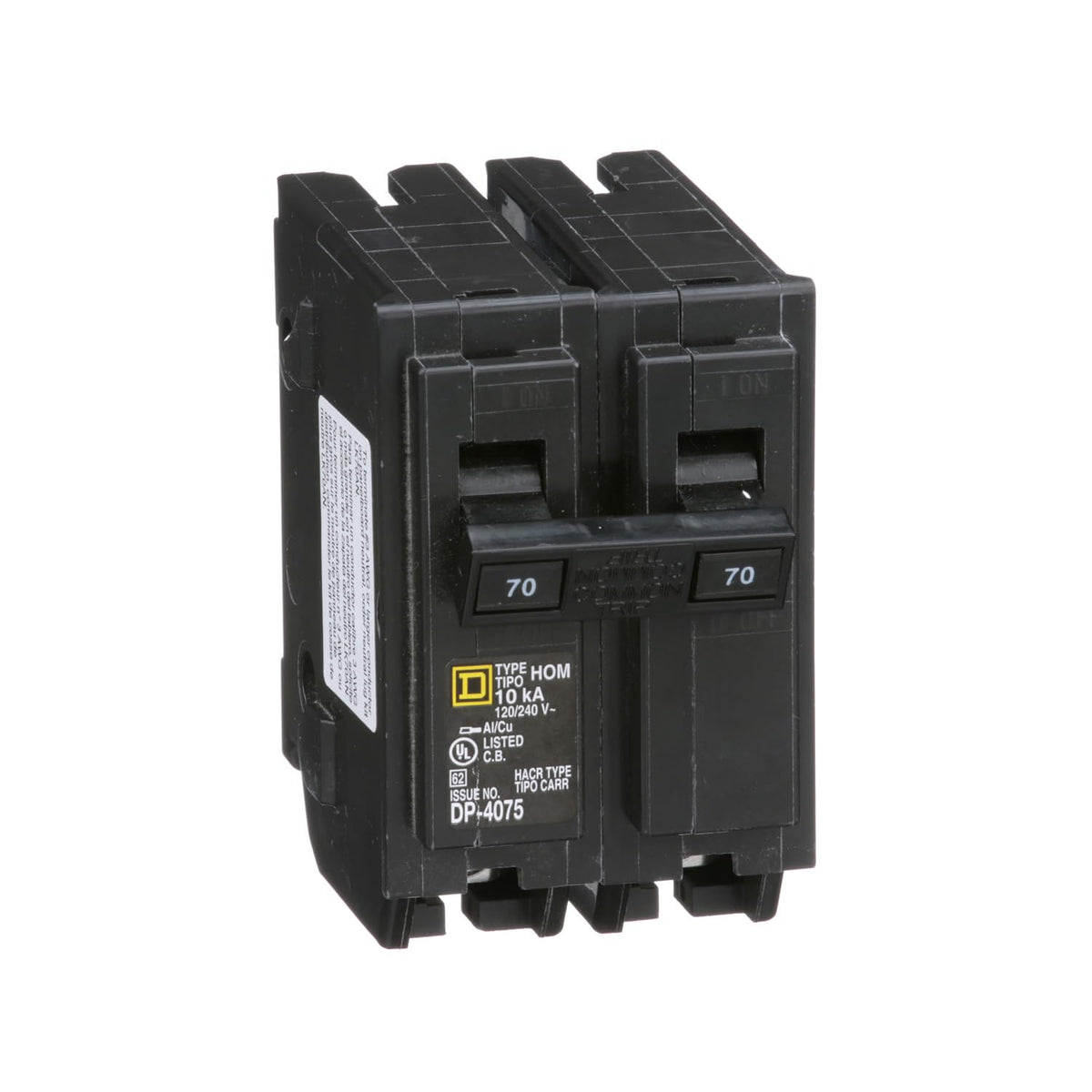 Schneider Electric Homeline 70A mini breaker front view for quick residential protection.