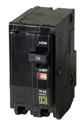 Schneider Electric QO270CP through-panel view highlights sturdy two-pole design.