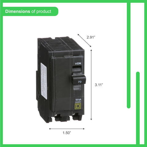 Schneider Electric QO270CP Visi-Trip indicator close-up aids rapid trip identification.
