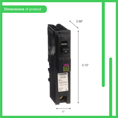 Schneider Electric Square D 120V dual-function breaker ideal for kitchens and laundries.