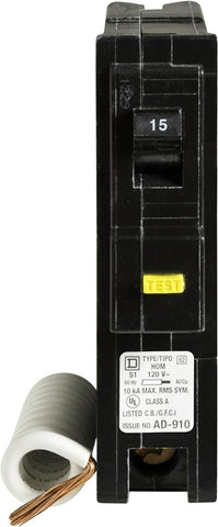Schneider Electric HOM115GFICP 15A GFCI breaker installation diagram detail for panel slots.