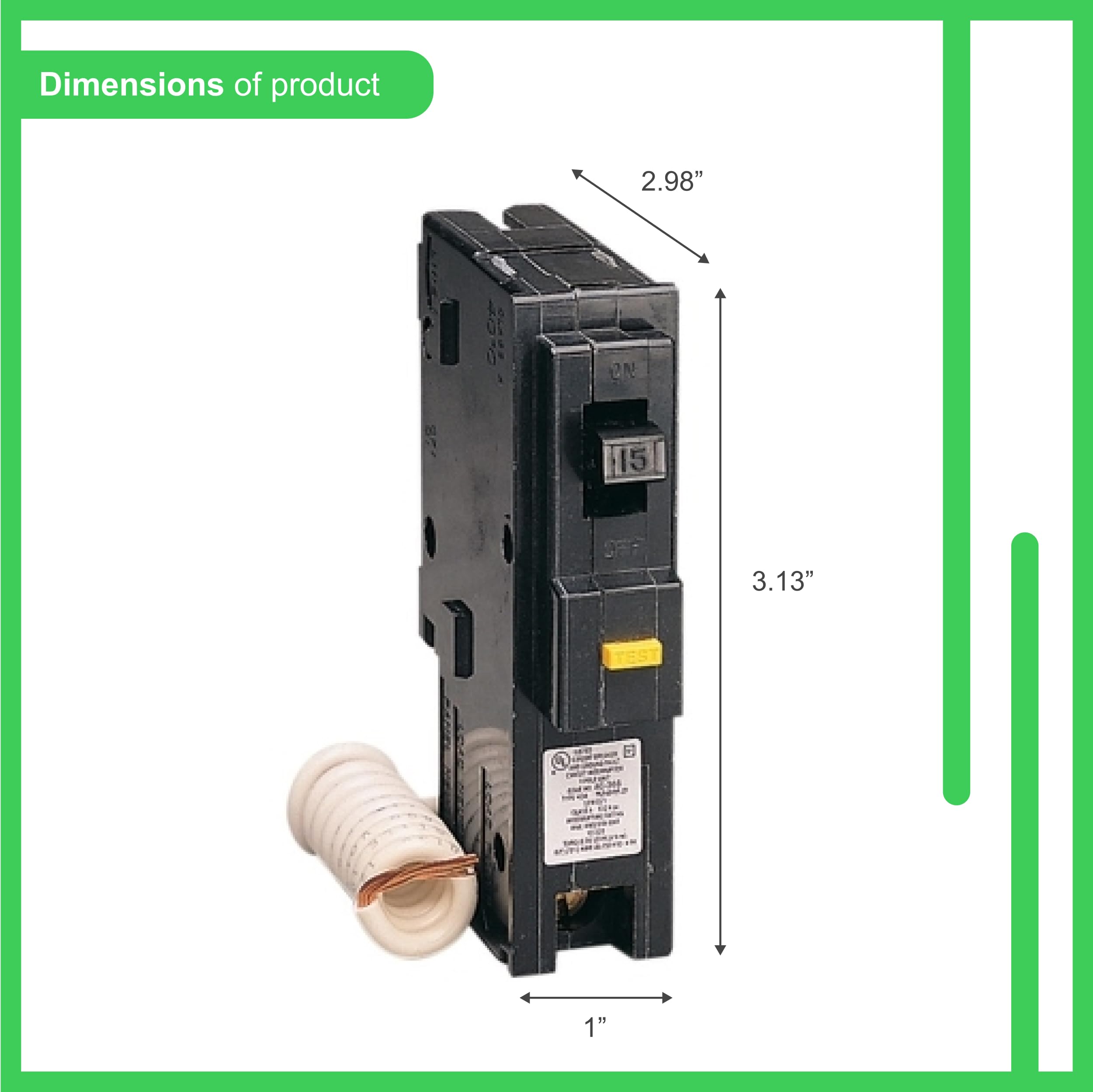 Schneider Electric HOM115GFICP label closeup highlighting model and trip indicators.