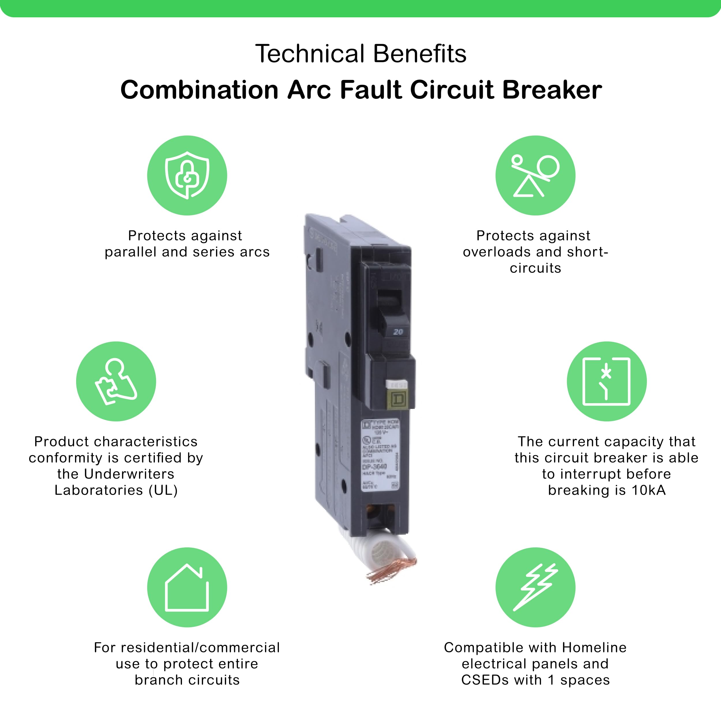 Schneider Electric Square D Hom120CAFIC arc-fault interrupter detects faults for safety