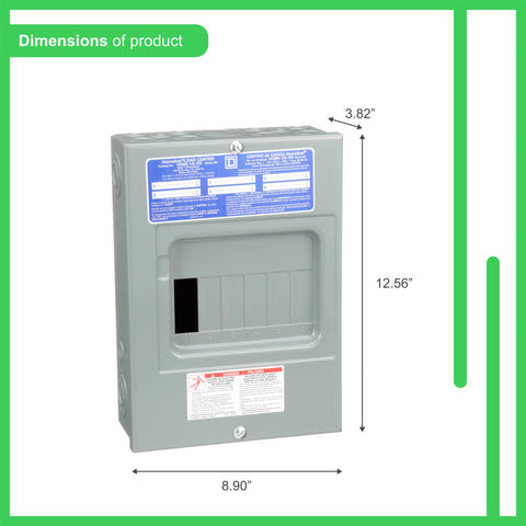 Square D HOM612L100SCP cover-open view highlighting access and wiring routes