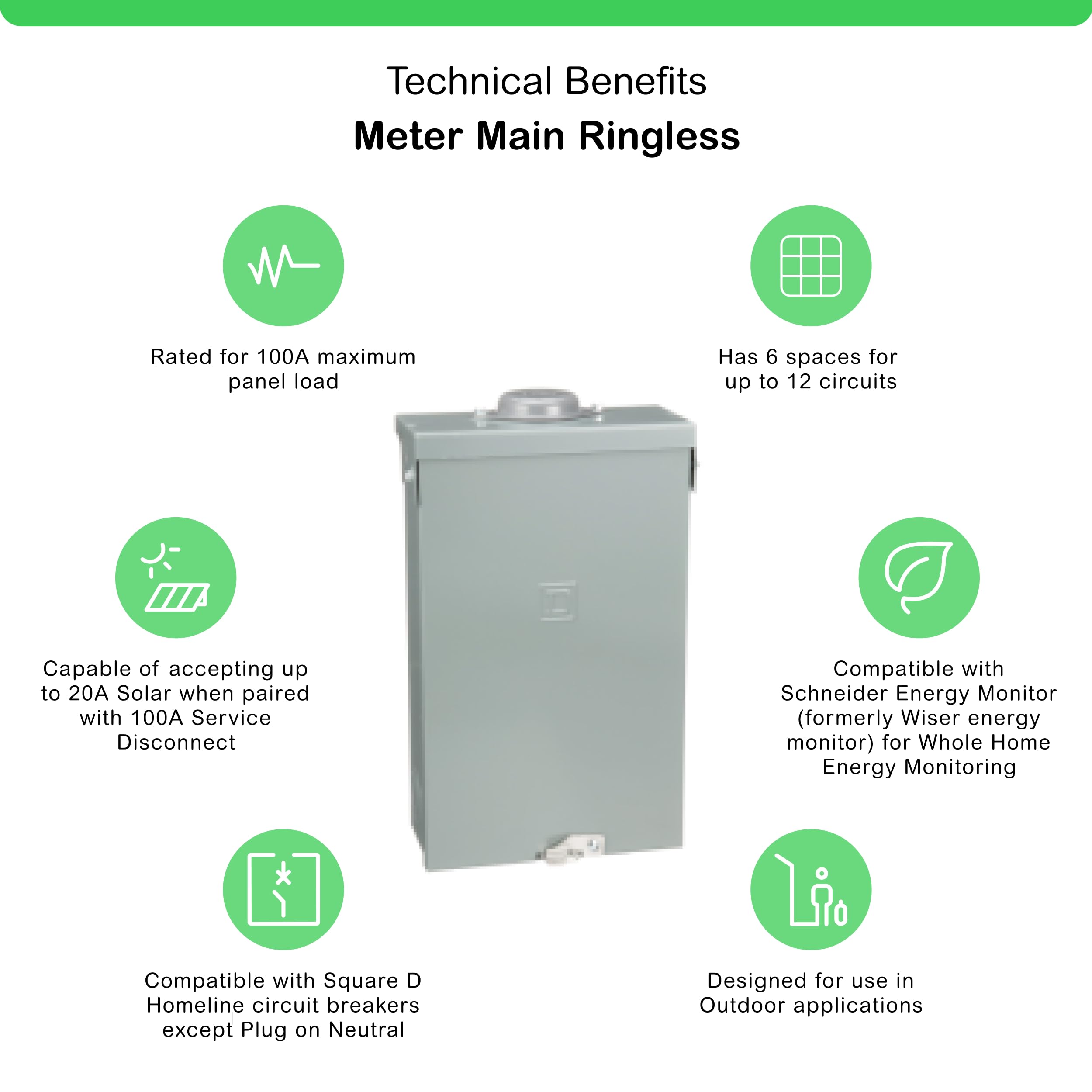 Square D HOM612L100SCP side view showing compact indoor panel footprint