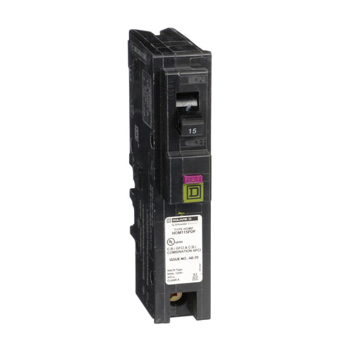 Square D Homeline dual-function breaker with plug-on neutral for faster installation.