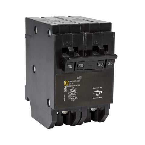 Schneider Electric Square D HOMT230230CP tandem quad breaker in black, space-saving two-in-one protection