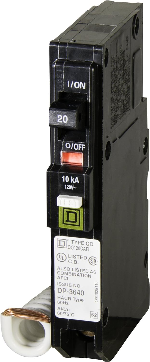 Square D QO120CAFI dimensions showcase compact 4.75 in by 0.75 in footprint.