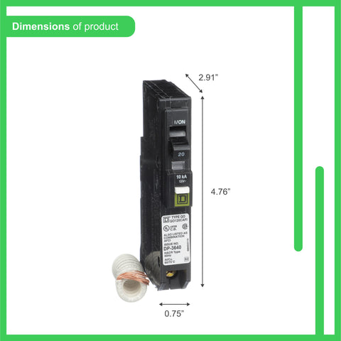 Square D QO120CAFI installation image demonstrates plug-on installation in compatible load centers.