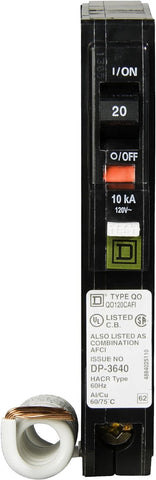 Square D QO120CAFI labeling visibility emphasizes UL and NEC compliance indicators.
