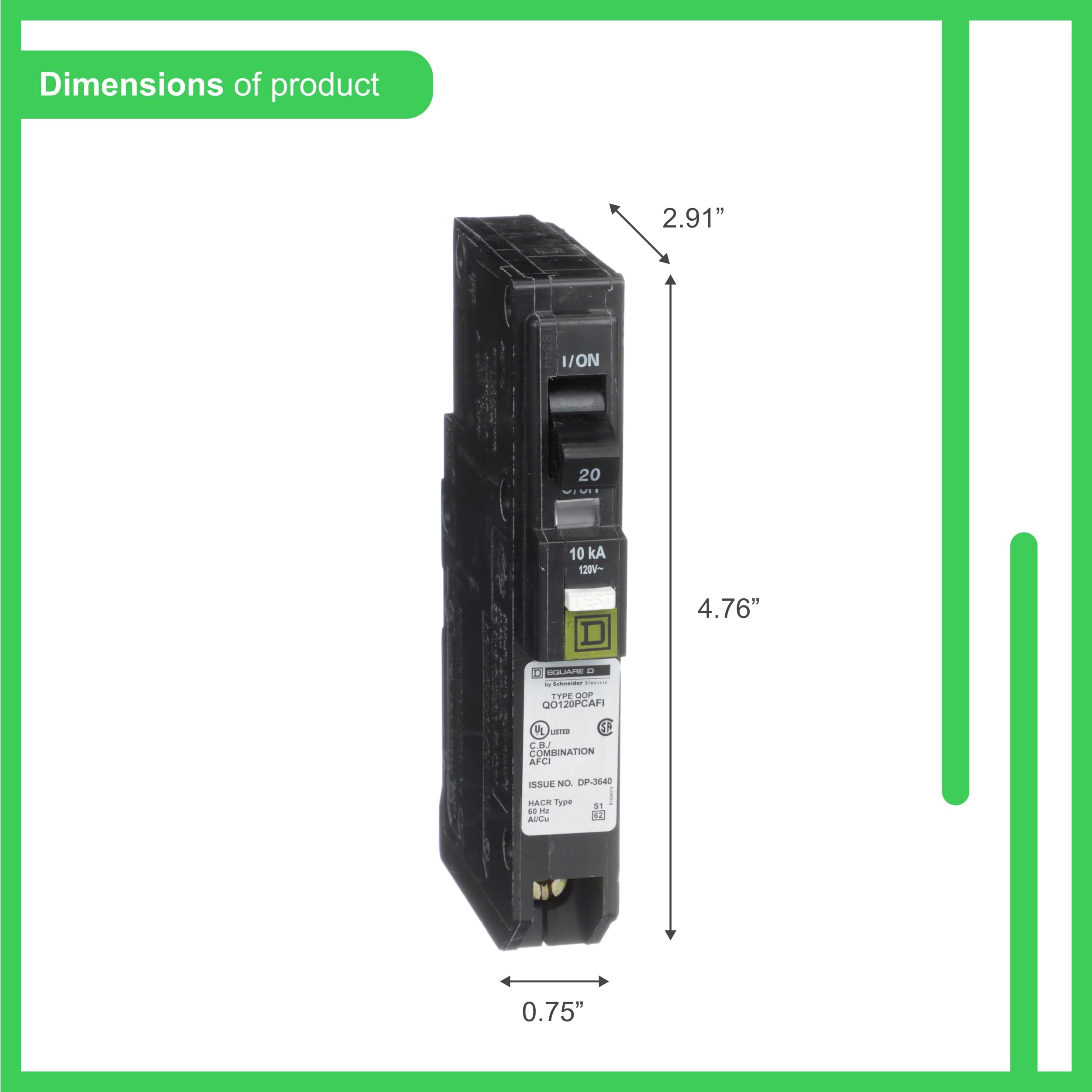 Square D QO120PCAFI installed in a panel for arc-fault protection.